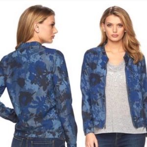 Juicy Couture Chambray Floral Camo Bomber Jacket Size Large